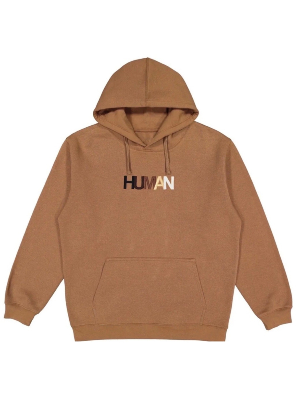 Wear The Peace Unisex Tan Embroidered Human Hoodie Size L